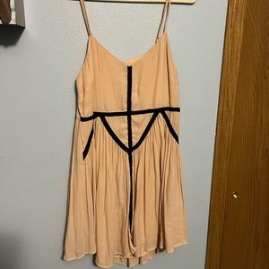 Forever 21 mini dress Nude Pink with Black lace detail size Small